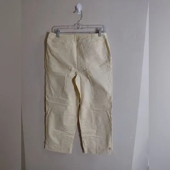 J. JILL pale yellow crop cotton pants genuine fit at Waist Size 8 NWT - Picture 2 of 8